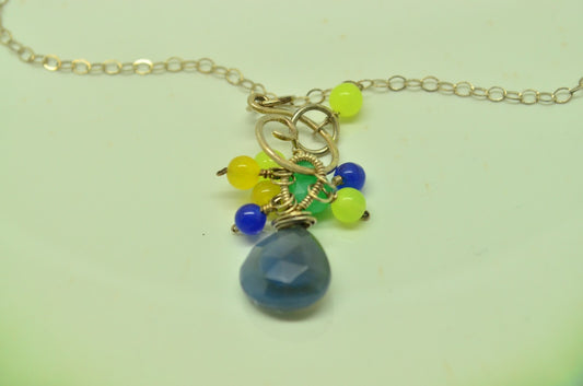 17" 925 Sterling Silver delicate cable chain with bead cluster pendant