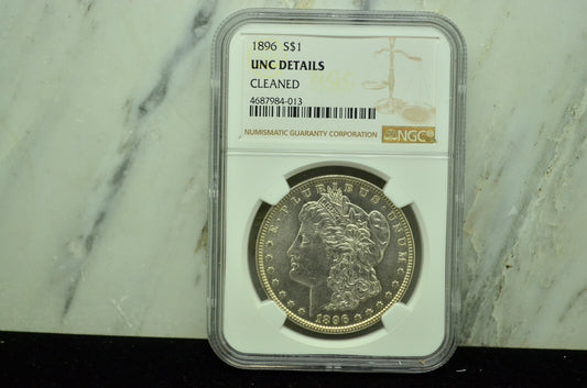 1896 Morgan Silver Dollar NGC UNC Details -Cleaned
