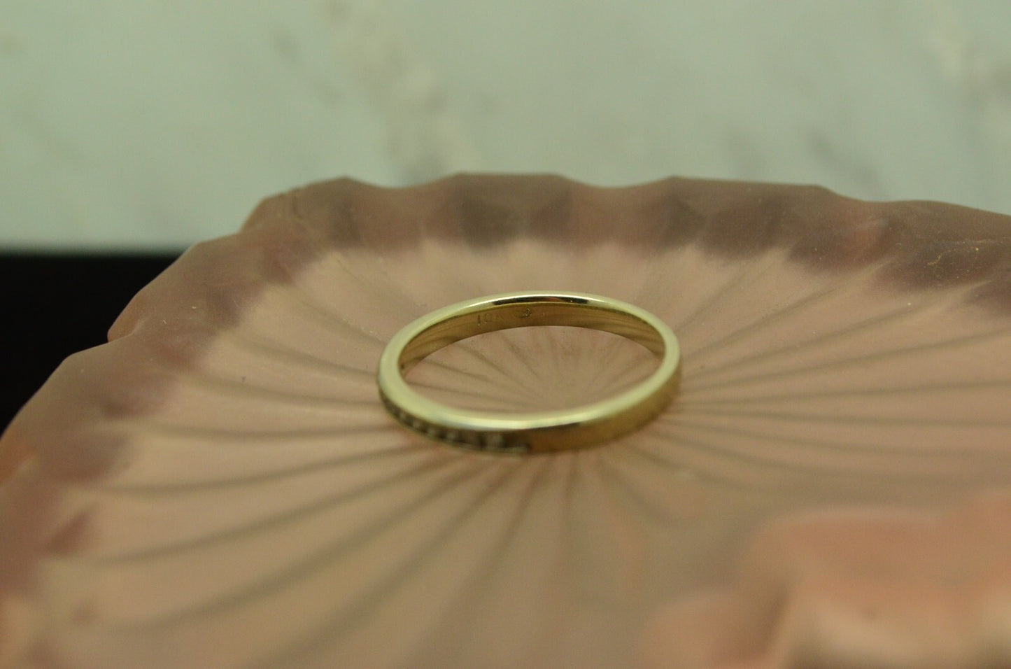 10K White Gold dark 11 stone diamond anniversary ring band 0.22 tcw size 6.5