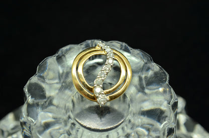 10K Yellow Gold  Round Framed Diamond Journey Design Pendant Charm 0.20 tcw