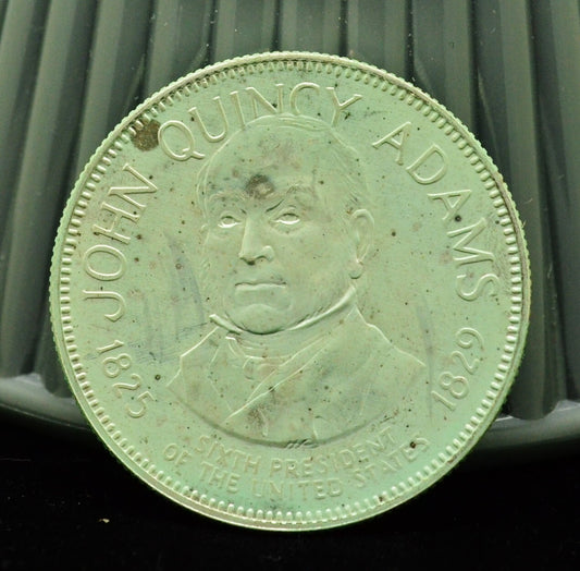 925 Silver Franklin Mint Art Round Presidential Treasure John Quincy Adams
