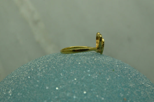 14K Yellow Gold dual open hearts design ring band size 5.75