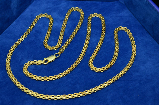 29" Gold plated fancy, flat, hybrid chain necklace  3.6mm