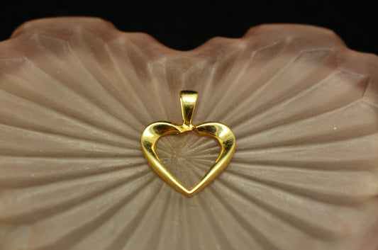 14K Yellow Gold Open Heart Pendant Charm -small
