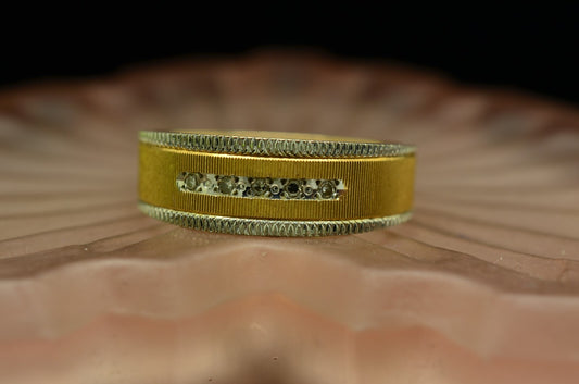 14K Yellow & White Gold two tone 5 stone diamond anniversary ring band size 9.75
