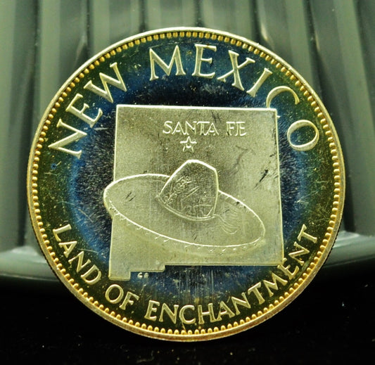 925 Silver Franklin Mint Art Round State of New Mexico