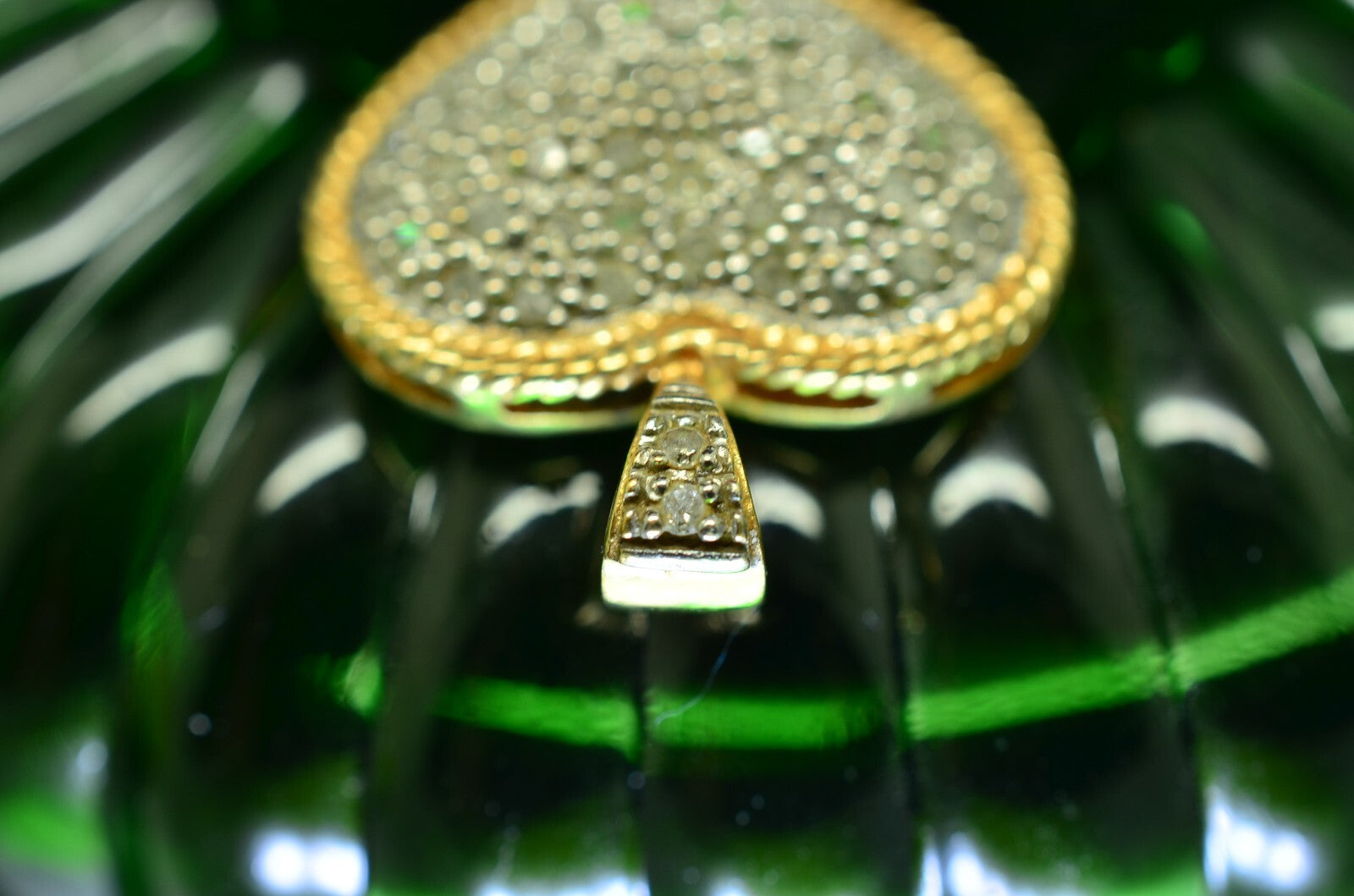 10K Yellow & White Gold two tone pave diamond heart pendant charm 0.68 tcw