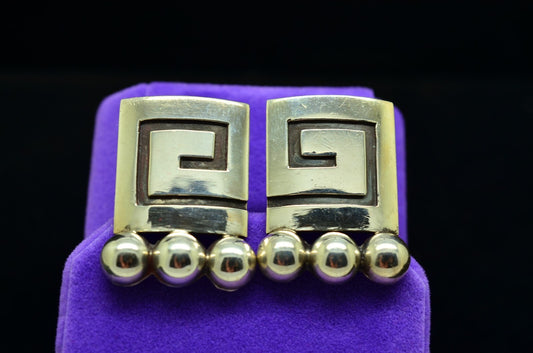 Mexico 925 Sterling Silver Beaded Maze Design Earrings