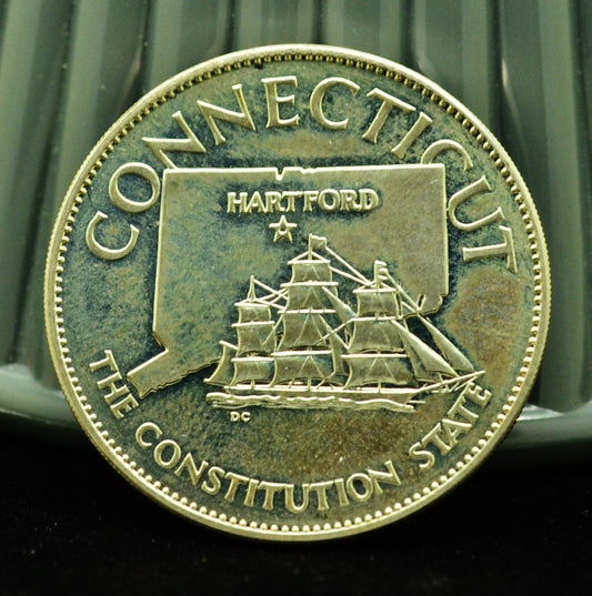 925 Silver Franklin Mint Art Round State of Connecticut