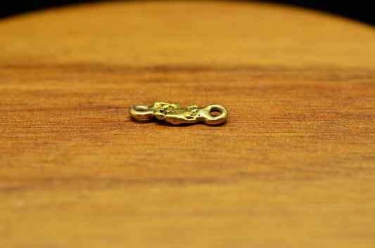 20K Yellow Gold natural gold nugget w/ jump rings 0.5 grams 12mm X 4mm X 1.5mm