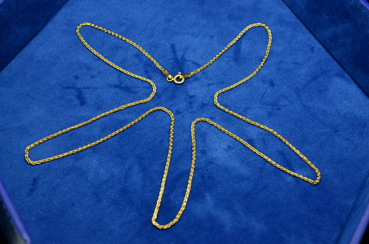24" 14K Yellow Gold Wheat Chain Necklace 1.2mm 4.3 grams
