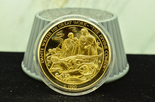925 Silver Franklin Mint Art Round History Of Mankind Dante The Divine Comedy