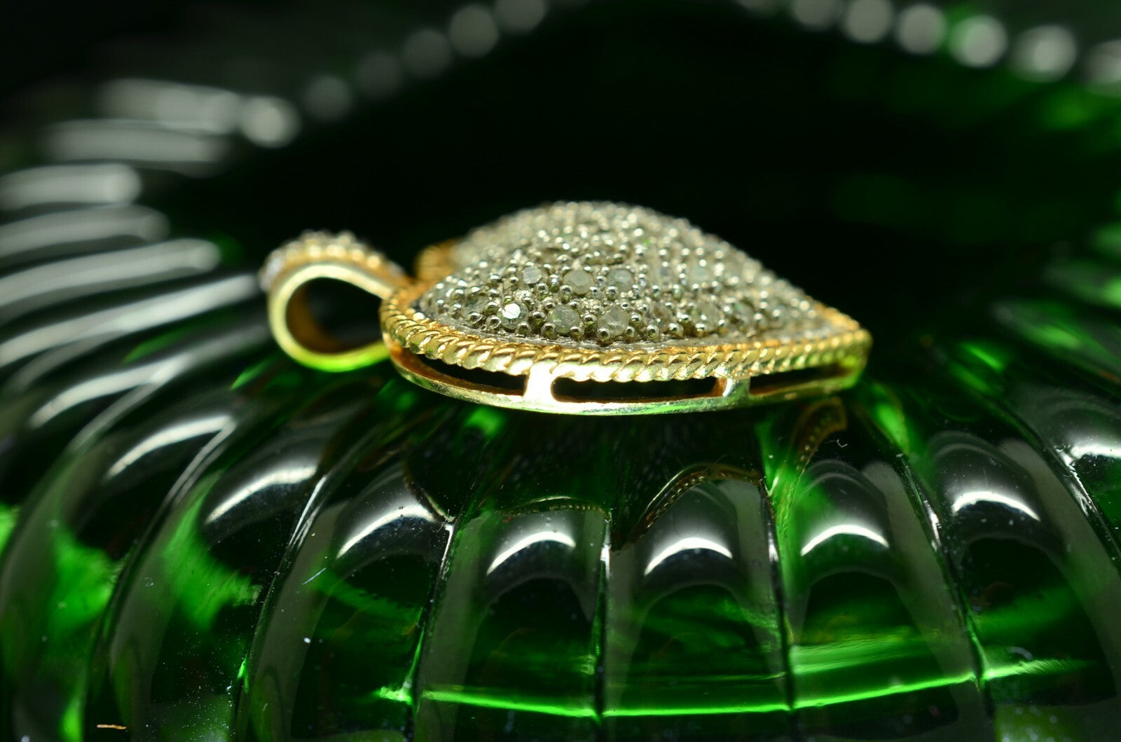 10K Yellow & White Gold two tone pave diamond heart pendant charm 0.68 tcw