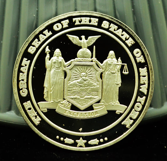 925 Silver Franklin Mint Art Round State of New York
