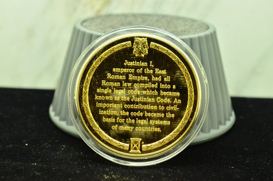 925 Silver Franklin Mint Art Round History Of Mankind Justinian Code Roman Law