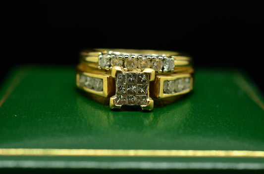 14K-18K Yellow Gold diamond wedding set ring band 0.42 tcw size 4