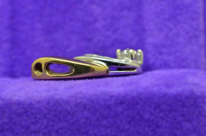 10K Yellow & White Gold Ribbon Design Very Small Pendant Charm w/ Diamonds