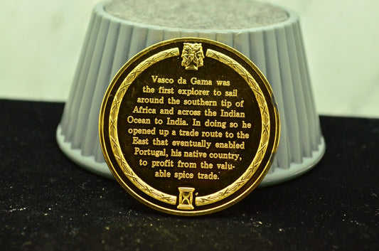925 Silver Franklin Mint Art Round History Of Mankind Vasco Da Gama Sea Route