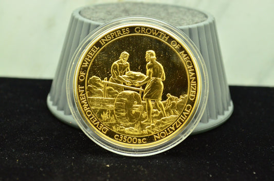 925 Silver Franklin Mint Art Round History Of Mankind Development of Wheel