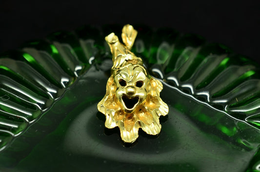 14K Yellow Gold Clown Face with Hat & Neck Ruffles Pendant Charm