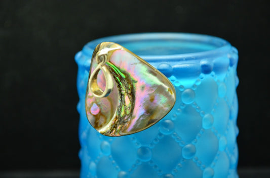 925 Sterling Silver natural triangle shaped piece of abalone shell pendant