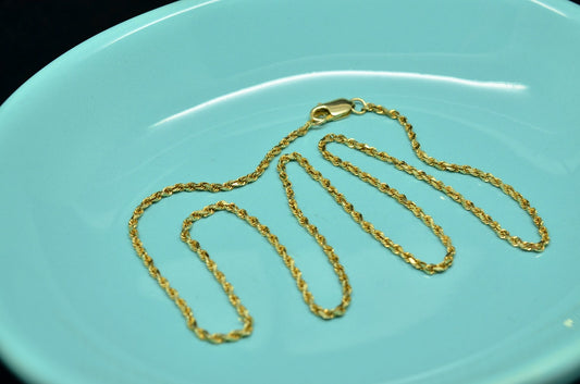16" 14K Yellow gold spiral rope chain necklace 1.8mm 4.3 grams