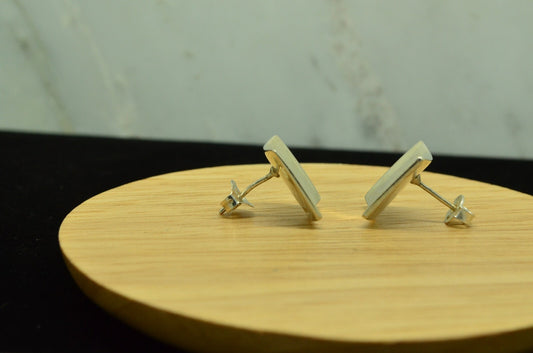 Designer 925 Sterling Silver curved bar stud earrings