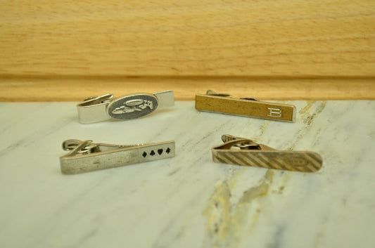 Lot of four silver plated tie clips clasps