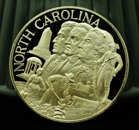 North Carolina Franklin Mint Art Round 92.5% Silver