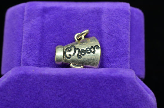 925 Sterling silver cheerleader megaphone pendant charm