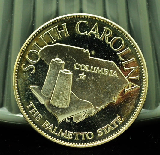 925 Silver Franklin Mint Art Round State of South Carolina