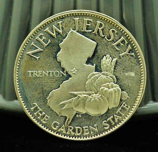 925 Silver Franklin Mint Art Round State of New Jersey