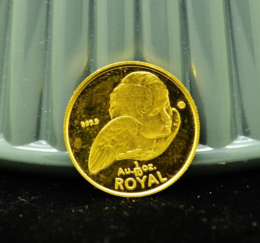 1999 Gibraltar 1/10th Royal Proof Cherub .9999 Gold 1/10th Oz AGW