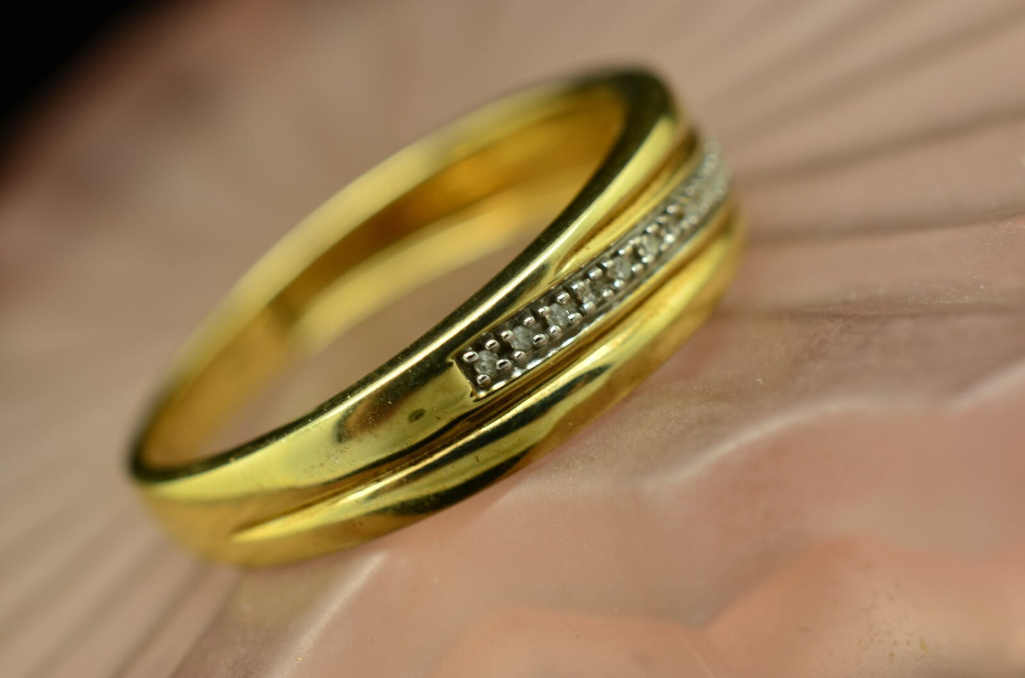 10K Yellow Gold 18 Stone Diamond Anniversary Ring Band 0.18 Carats Size 10.25