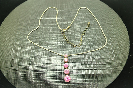 18" 925 Sterling Silver bubble gum-pink CZ journey pendant necklace