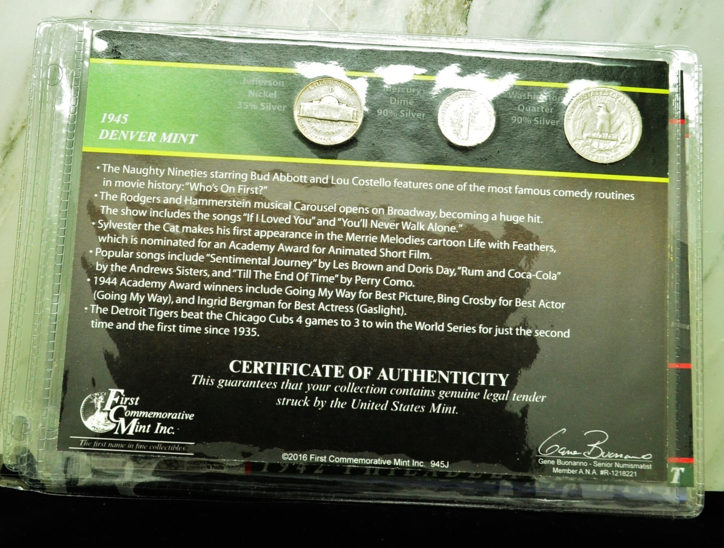 10 Display Pages of Silver Coins of WWII each w/ a Silver Nickel Dime & Quarter