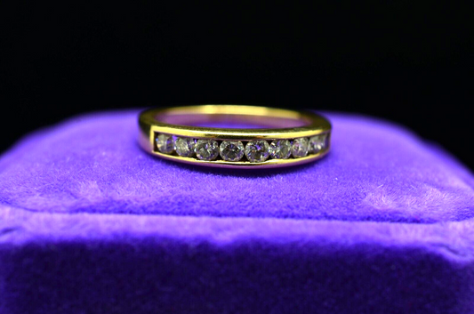 14K Yellow Gold 9 stone diamond anniversary ring band 1/3 tcw size 4.25