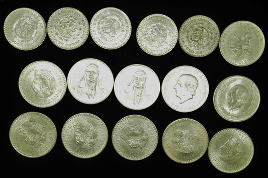Lot of 16 Various Mexico Silver Coins 1947 - 1978 (8.75 Troy Oz Net Silver)