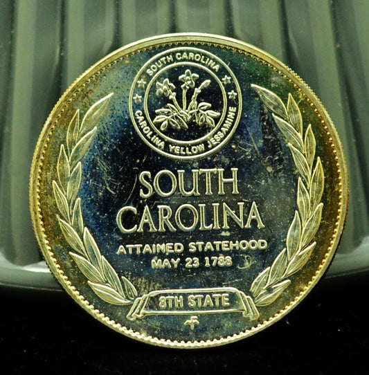 925 Silver Franklin Mint Art Round State of South Carolina