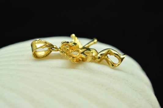 14K Yellow Gold Cherub / Baby Angel Pendant Charm