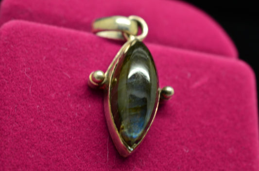 925 Sterling Silver marquise labradorite pendant charm