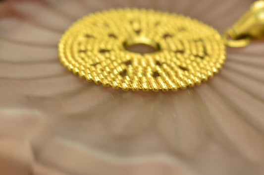 14K Yellow Gold Flexible Beaded Round Pendant Charm