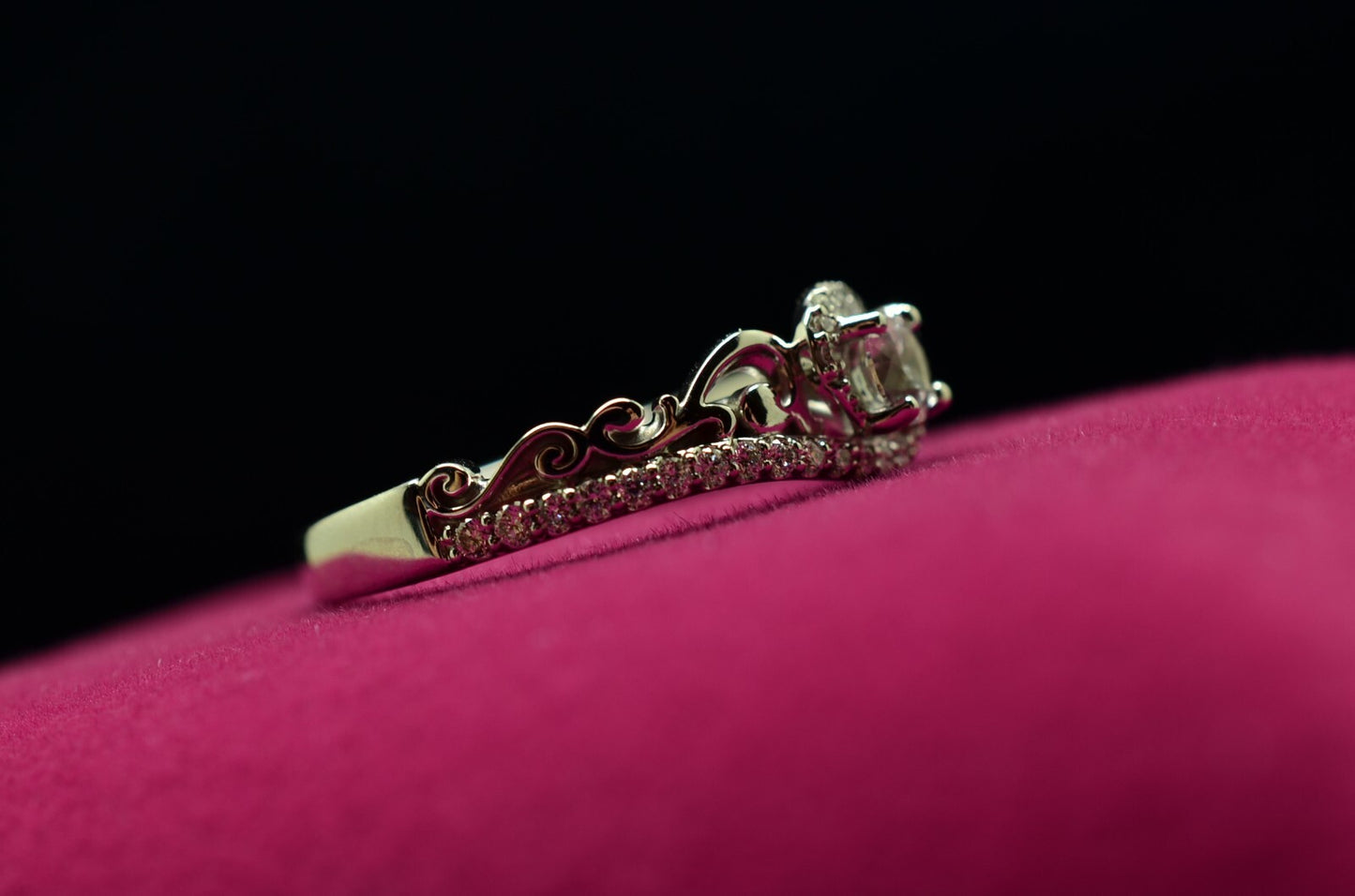 10K White Gold White Sapphire Sculptural Engagement Ring Diamond accents Size 7