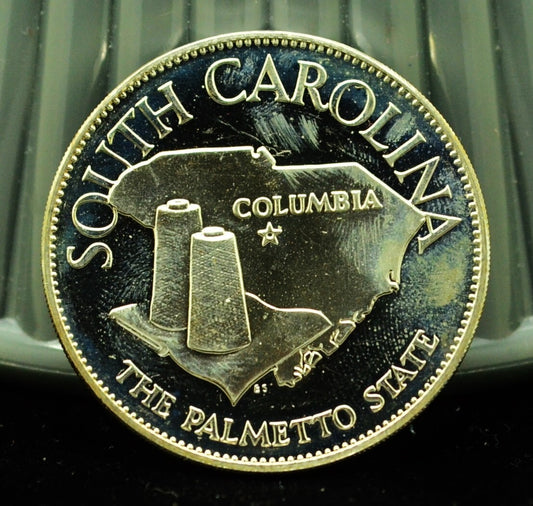 925 Silver Franklin Mint Art Round State of South Carolina