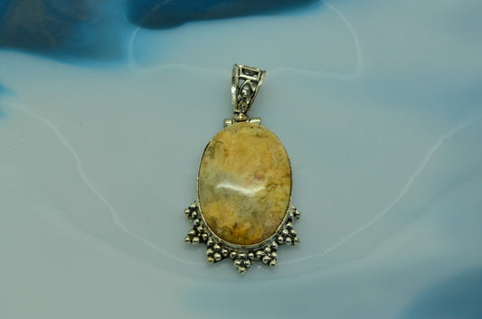 925 Sterling Silver oval agate solitaire pendant charm