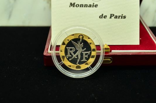 1988 France 10 Francs Gold Silver & Palladium Bastille Commemorative w/ Box COA