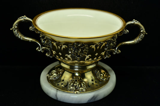 Alvin Sterling Silver Liners #2835 with Lenox Soup Dessert Porcelain Bowl