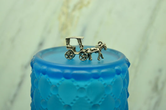 925 Sterling Silver horse and buggy statecoach pendant charm