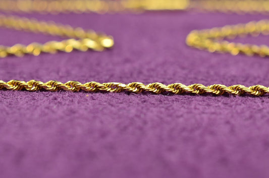 16" 14K Yellow gold spiral rope chain necklace 1.5mm 3.5 grams