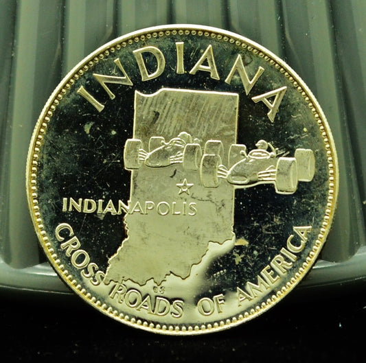 925 Silver Franklin Mint Art Round State of Indiana